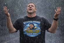 Load image into Gallery viewer, Weather Manny T-Shirt – Comedy Weather Shirt by David Jones | If It Snows It’s Cold